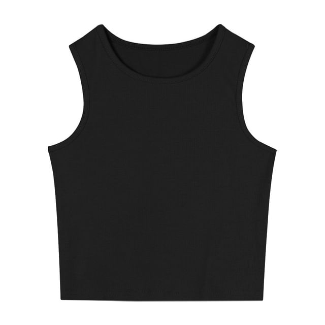 Top Crop Open Tank Back Plain
