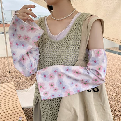 Floral Print Arm Sleeves