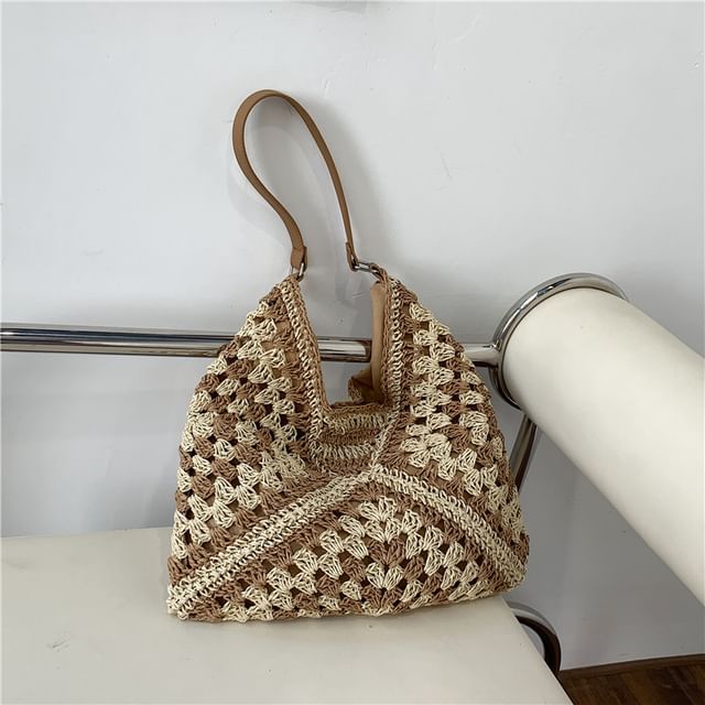 Two Tone Woven Tote Bag