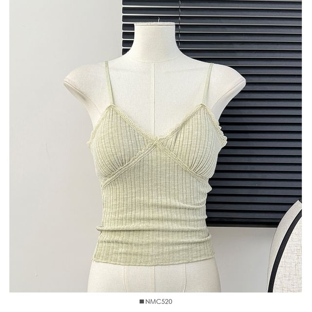 Multicolor Lace-Trim Padded Cami
