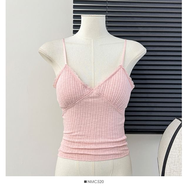 Multicolor Lace-Trim Padded Cami