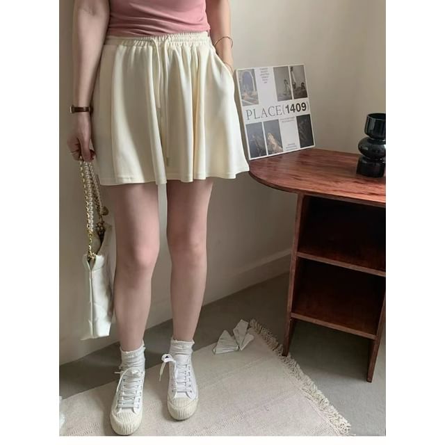 Waist Plain High Skort