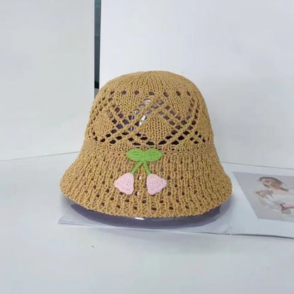 Floral Embroidered Woven Bucket Hat