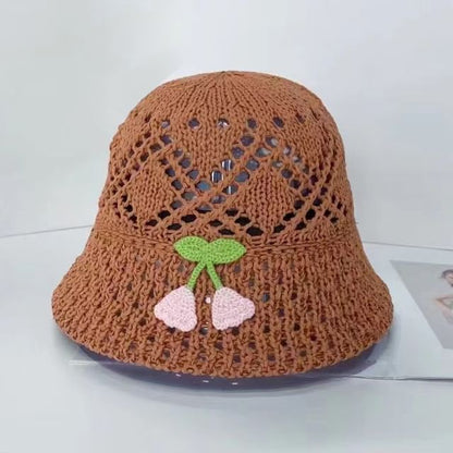 Floral Embroidered Woven Bucket Hat