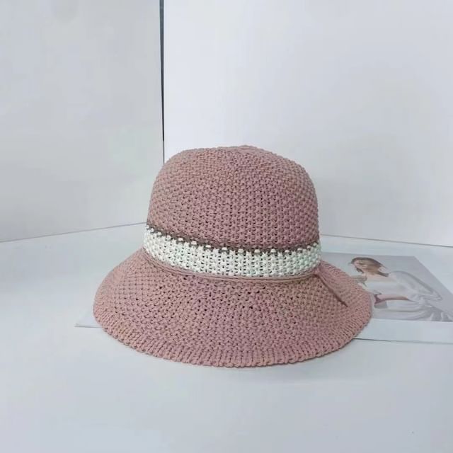 Bucket Striped Woven Hat