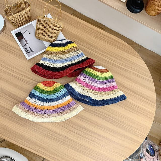 Straw Striped Bucket Hat