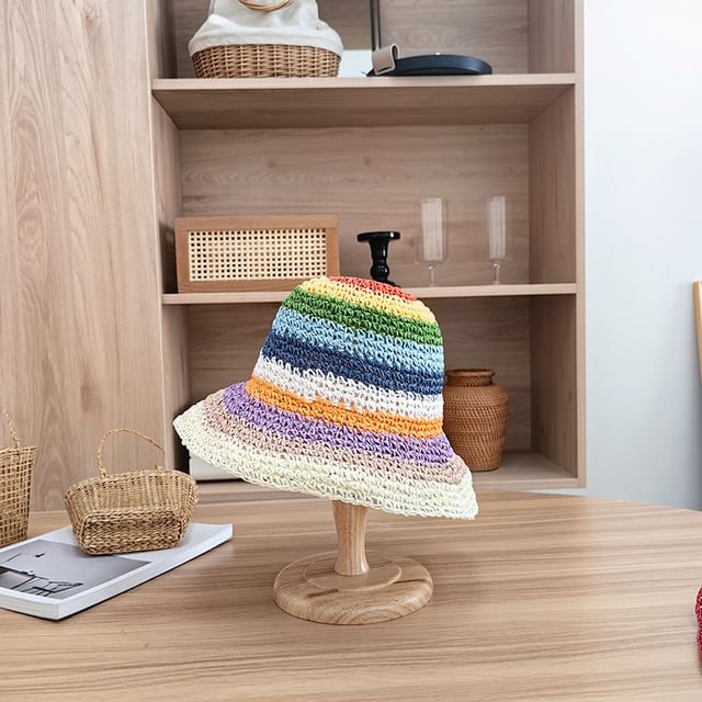 Straw Striped Bucket Hat
