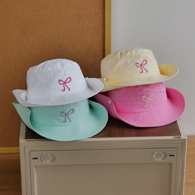 Bow Hat Embroidered Bucket