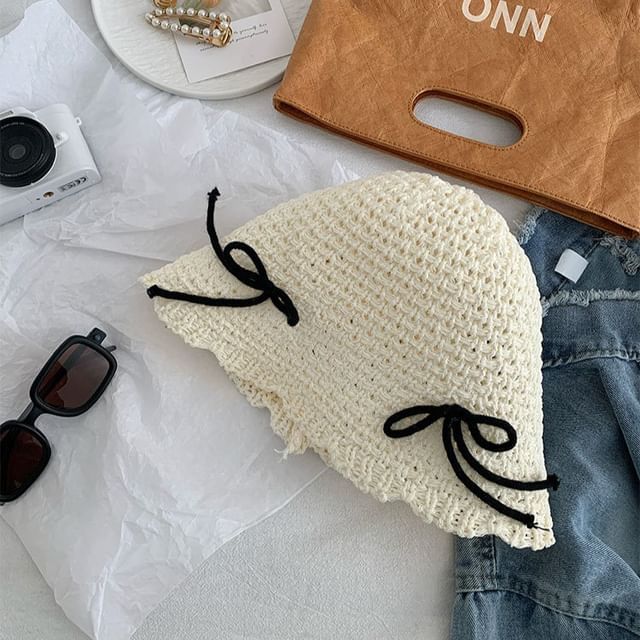 Woven Hat Bow Bucket