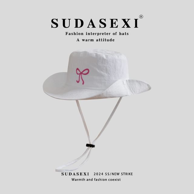 Bow Hat Embroidered Bucket