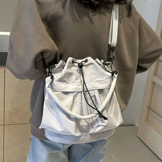 Multi-Pocket Drawstring Bucket Bag