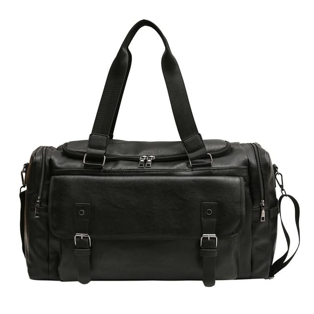 Leather Multi-Pocket Carryall Faux