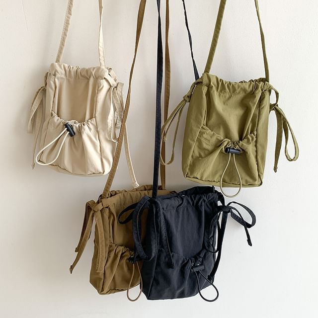 Bag Drawstring Crossbody Nylon Plain