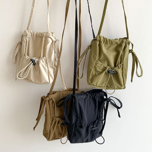 Bag Drawstring Crossbody Nylon Plain
