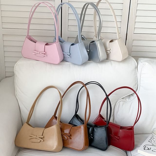 Leather Shoulder Bow Bag Faux