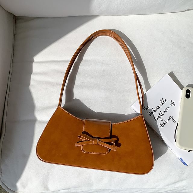Leather Shoulder Bow Bag Faux