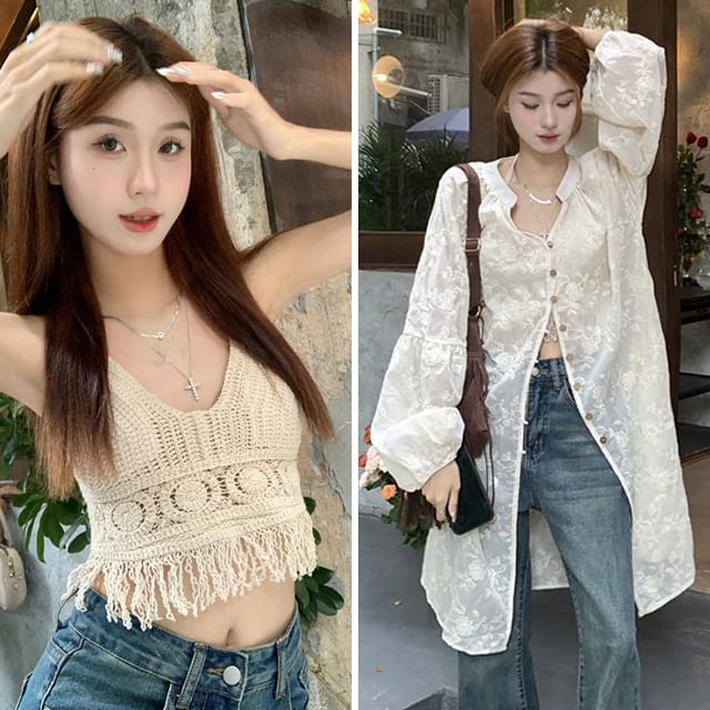 Lace Jacket with Crop Cami