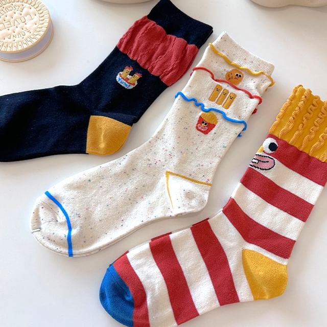 Striped Lettering Socks / Set