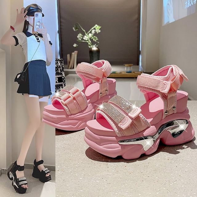 Sandals Rhinestone Wedge Platform