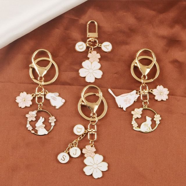 Floral / Rabbit Alloy Keyring (Various Designs)