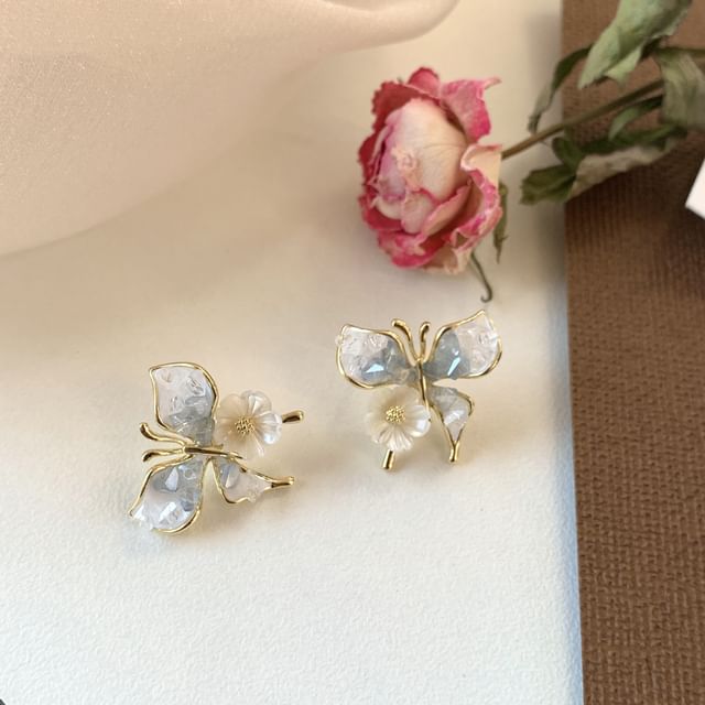 Butterfly Floral Faux Crystal Alloy Stud Earring