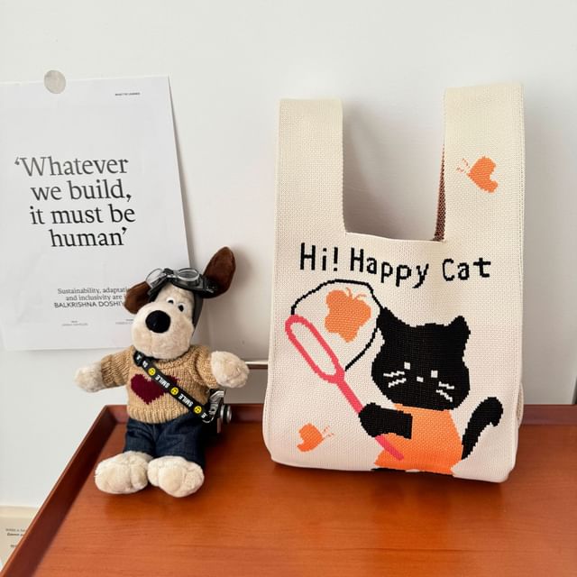 Bag Knit Tote Cat