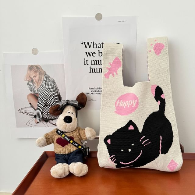 Bag Knit Tote Cat