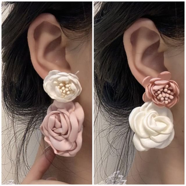 Fabric Earring Floral Drop