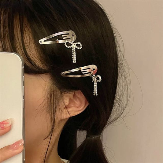 Hair Bow Alloy Rhinestone Clip