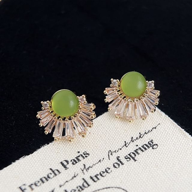 Cabochon Rhinestone Stud Earring