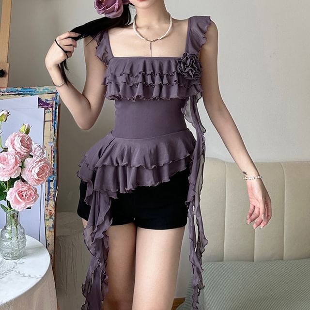 Camisole Plain Trim Ruffle Top