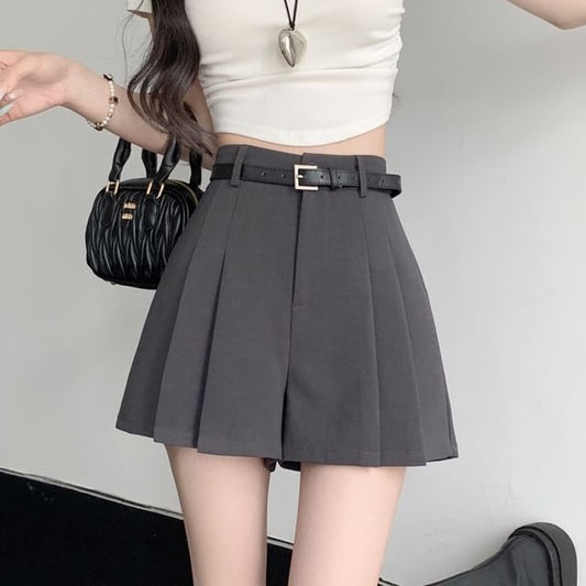 High Waist Plain Wide Leg Dress Shorts