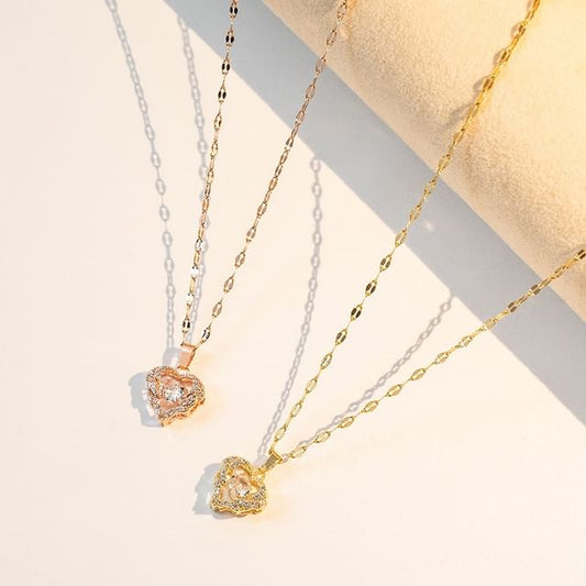 Rhinestone Heart Pendant Necklace