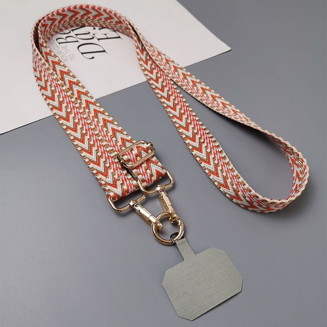 Patterned Fabric Phone Lanyard with Lanyard Pad