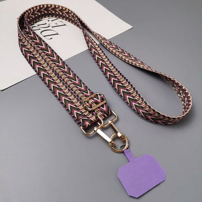 Patterned Fabric Phone Lanyard with Lanyard Pad