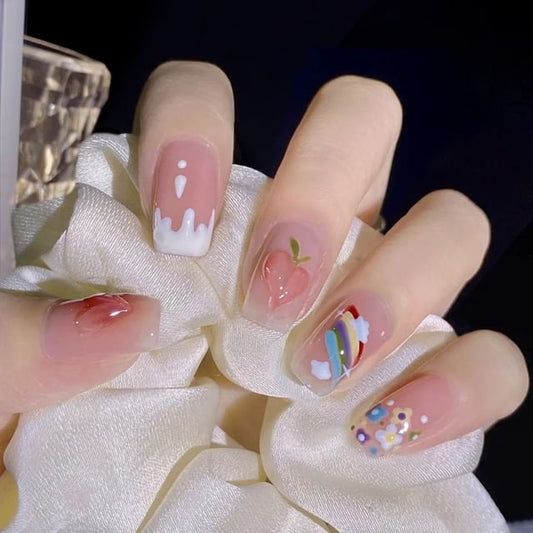 Peach Rainbow Press On Nail