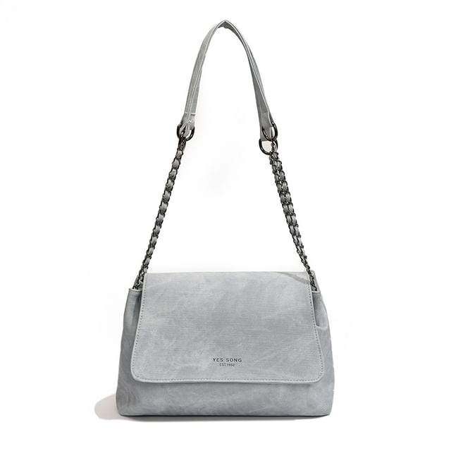 Bag Lettering Faux Leather Tote Chain Strap Flap