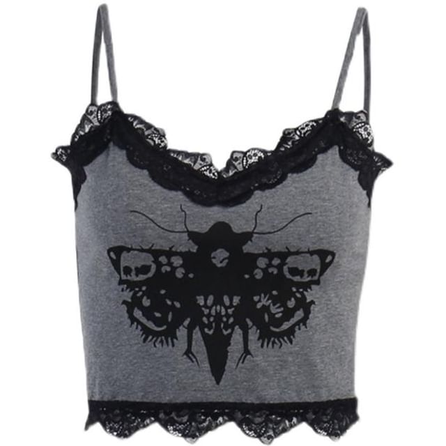 Lace-Trim Cami and Tiered Mini Skirt