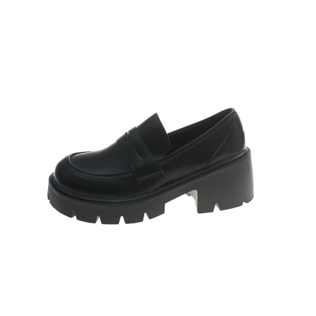 Platform Leather Faux Loafers