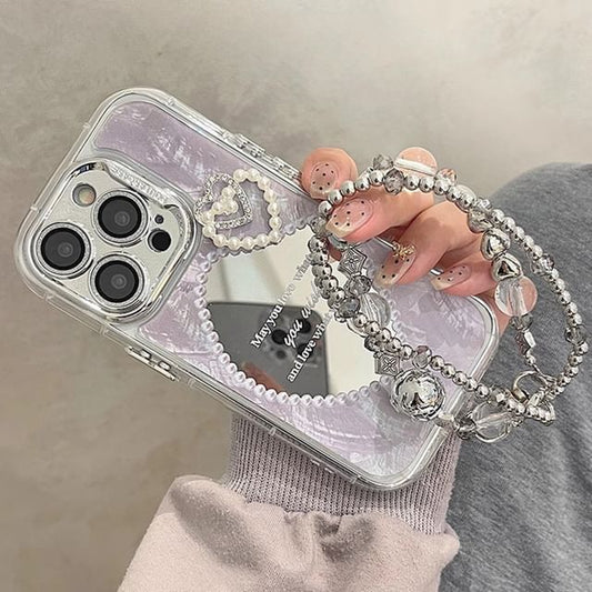 Faux Pearl Phone Mirrored Case