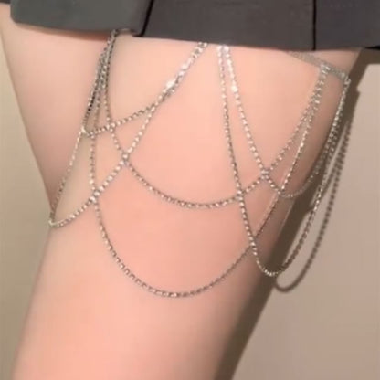 Faux Pearl / Rhinestone Layered Thigh Chain