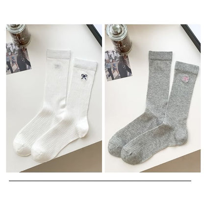 Ribbon Embroidery Socks Set