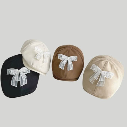 Bow Mesh Flat Cap