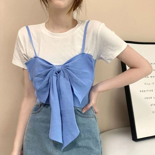Camisole Cropped Top Plain Bow