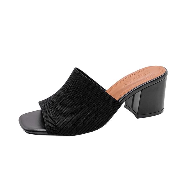 Slide Heel Plain Sandals Block