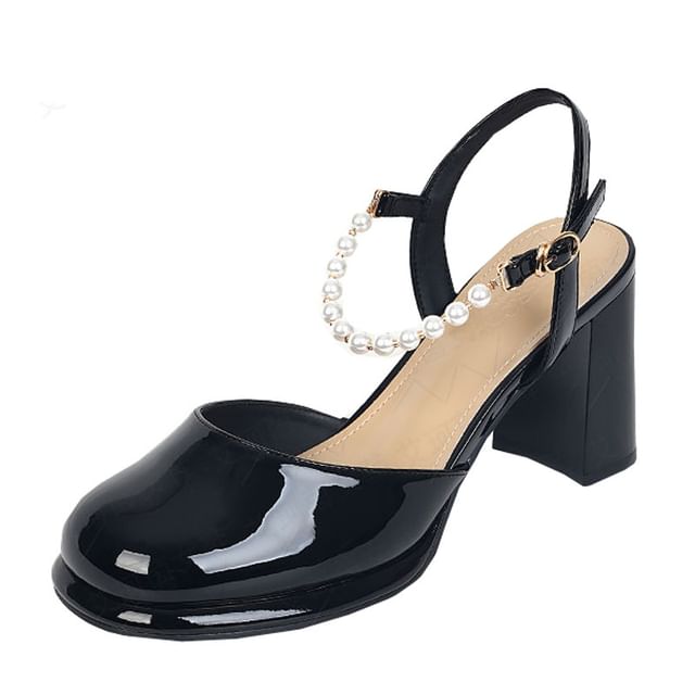 Sandals Plain Heel Slingback Block