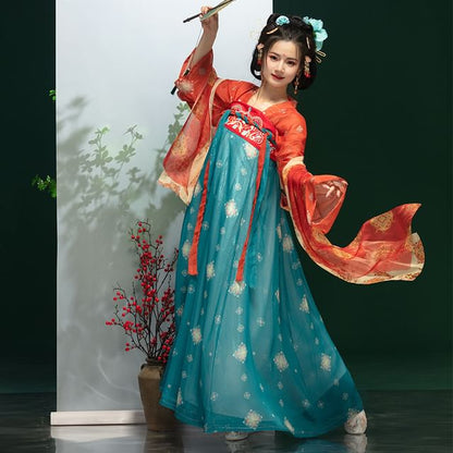 Traditional Chinese Print Costume Set