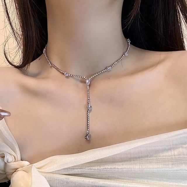 Necklace Lariat Rhinestone
