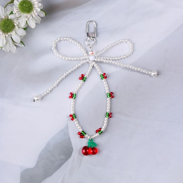 Cherry Faux Pearl Keyring / Phone Charm (Various Designs)