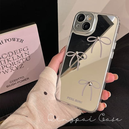 Bow Mirrored Phone Case - iPhone 15 Pro Max / 15 Pro / 15 Plus / 15 / 14 Pro Max / 14 Pro / 14 Plus / 14 / 13 Pro Max / 13 Pro / 13 / 13 mini / 12 Pro Max / 12 Pro / 12 / 12 mini / 11 Pro Max / 11 Pro / 11